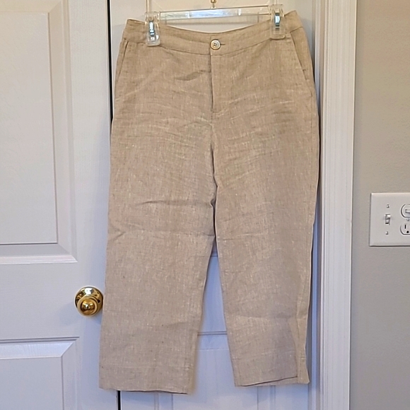 Sigrid Olsen Tan Linen Pants - Picture 1 of 6